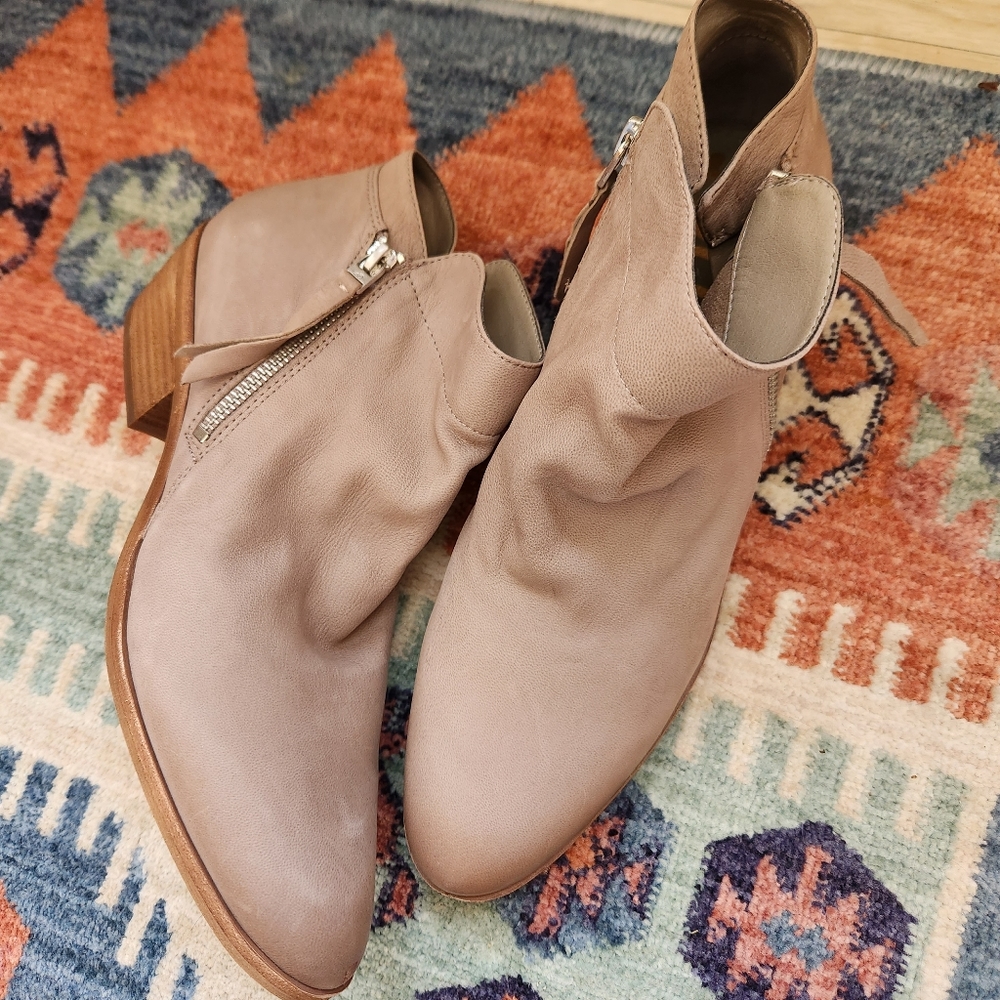 SAM EDELMAN "PACKER" LEATHER ANKLE BOOTS - PUTTY - SIZE 11.5 - NWB